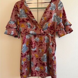 Honey Belle Burgundy Floral Wrap Dress